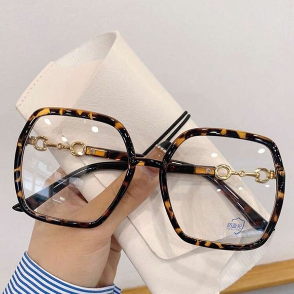 1pc Vintage Oversized Lightweight Glasses, UV Protection Clear Lens Fashionable, - Picture 1 of 3